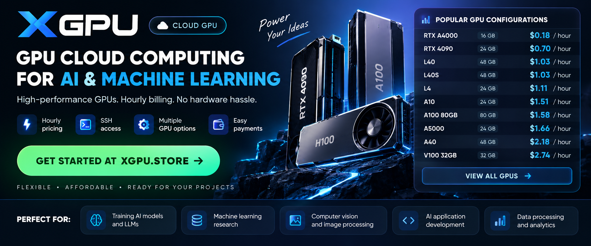 XGPU Cloud GPU — GPU computing for AI and machine learning